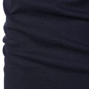 Polo à manches courtes bleu marine pour homme avec col blanc et fermeture éclair, design uni en tricot décontracté - Product Image 6