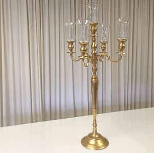 Candelabro de Cinco Brazos de Aluminio Metálico Rojo, Copas de Cristal, Estilo Lujoso, Embalado en Cartón, Decoración para Bodas, Navidad y Hogar, Tamaño Personalizado - Product Image 5
