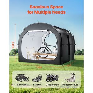 Tenda Spaziosa per Deposito Biciclette da Esterno con Finestra Ventilata, Facile da Installare, Impermeabile - per 5 Biciclette, Prodotto BC Tent - Product Image 2