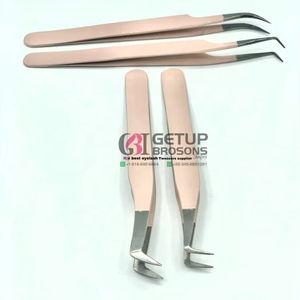 Pinzas de Extensión de Pestañas Curvas de Acero Inoxidable de Alta Calidad con Recubrimiento en Polvo Color Durazno de 90 Grados, Marca GETUP BROSONS - Product Image 4