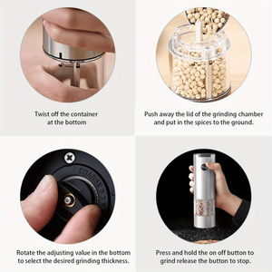 Macinino Elettrico per Alimenti con Luce LED Bianca, Funzionamento Automatico a Una Mano, Base di Ricarica Doppia, Regolazione della Macinatura per Sale - Product Image 6