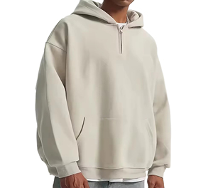 Sweat-shirt à capuche oversize pour homme, fermeture éclair quart de tour, couleur unie, polaire, manches classiques, style automne - Product Image 1