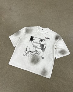 T-shirt blanc surdimensionné personnalisé pour homme avec imprimé graphique, style streetwear, col rond, manches courtes, en jersey de coton respirant, vente en gros - Product Image 1