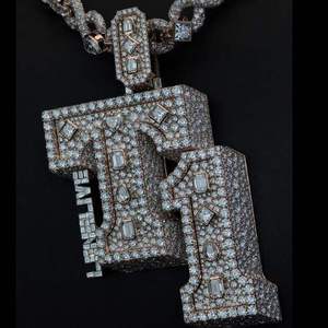 Custom Fully Iced Hip Hop <b>Initial</b> Charm <b>Pendant</b> | 925 Sterling <b>Silver</b> | VVS Moissanite | OEM Jewelry Manufacturer - Product Image 1