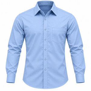 Camisa de vestir para hombre de alta calidad, manga larga, uniforme de oficina, con bolsillo en el pecho, abotonada, de color sólido, camisa formal personalizada para hombre - Product Image 1