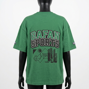 T-shirt oversize pour femme, 260 GSM, mélange de coton premium, vert, impression graphique sportive, logo personnalisé - Product Image 2