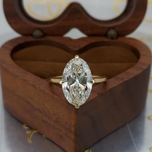 Bague minimaliste en or massif 14K/10K avec diamant ovale de 5 carats cultivé en laboratoire, certifié IGI, bijou de luxe sur mesure, élégant, pour femme, fiançailles - Product Image 1