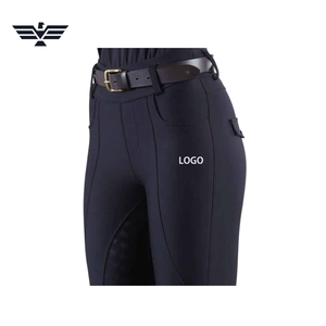 Pantalones de Montar de Cintura Alta para Mujer, Color Sólido, con Bolsillos, Transpirables, de Punto, Spandex y Nailon - Product Image 2