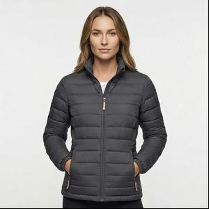 Logo personnalisé Parkas d'hiver pour femmes Manteau en laine épaisse ajustée pour dames avec fermeture éclair Grande taille Vestes décontractées Couleur unie Bouffant chaud - Product Image 1