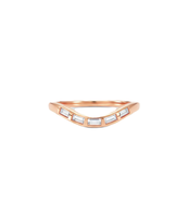 Bague de mariage Art Déco en or massif 10K 14K 18K avec diamant de laboratoire taille baguette, minimaliste et incurvée, pour demande en mariage, promesse ou anniversaire