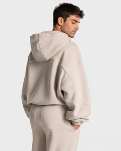 Conjunto de Sudadera con Capucha y Pantalones Transpirables con Cierre Completo, Ajuste Holgado, Ropa Casual, 100% Algodón, Color Sólido, Estilo Urbano, Conjunto Deportivo Holgado - Product Image 5