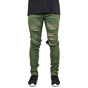 Pantalon Homme Grande Taille Tendance Effet Vieilli 100% Coton Tissu Enduit Coupe Droite Slim Taille Mi-Haute Logo Personnalisé - Product Image 2
