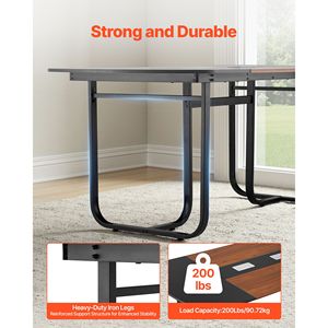 Tavolo da riunione ovale moderno da 1,8 m per 6-8 persone, grande scrivania per seminari con gambe in metallo, materiali durevoli in melaminico e MDF - Product Image 3