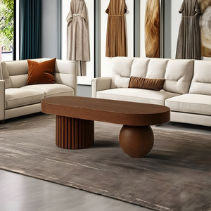 Table basse en bois sphérique de forme ovale unique OEM/ODM Vietnam Factory Table en bois de chêne pour Boutique Living & Gallery Space - Product Image 1