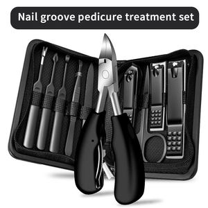9 PCS Black with Black Ingrown Toenail Clipper Finger manicure <b>set</b> manicure <b>pedicure</b> <b>set</b> nail cutter nail files - Product Image 5