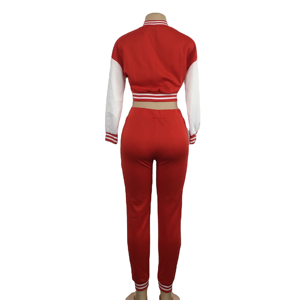 Conjunto de Jersey y Pantalones de Béisbol para Mujer, con un Solo Botón, Diseño de Parches, Estilo Casual Deportivo, Traje de Dos Piezas, Poliéster, Ajuste Cómodo - Product Image 4