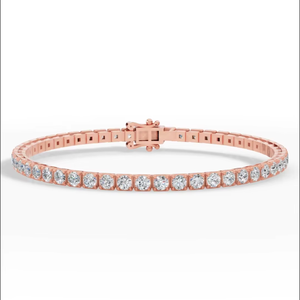 สร้อยข้อมือเพชรทรงกลม 14K ทองคำ ประดับเพชรเลี้ยงในห้องปฏิบัติการ |   เครื่องประดับหรูหราขนาด 7 นิ้ว |   ของขวัญวันครบรอบสำหรับผู้หญิง กำไลข้อมือสำหรับงานแต่งงาน - Product Image 1