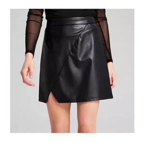 Jupe en similicuir pour femmes, automne-hiver, unie, taille haute, fermeture éclair, jupe midi - Product Image 3