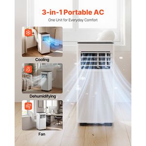 Unidad de Aire Acondicionado Portátil 3 en 1 de 8000 BTU ASHRAE (5000 BTU SACC) con Panel Táctil LED y Control Remoto - Product Image 2