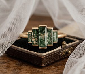 Anillos de Alta Gama con Baño de Oro de 18k PVD, Estilo Art Deco, con Piedras en Forma de Baguette, Cristales Vintage, Acero Inoxidable, Joyería Resistente al Deslustre - Product Image 3