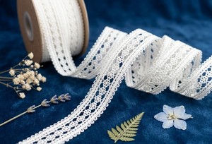 Premium White Polyester <b>Lace</b> Trim – Delicate Floral Motif Decorative Border for Apparel and Home Textiles - Product Image 3