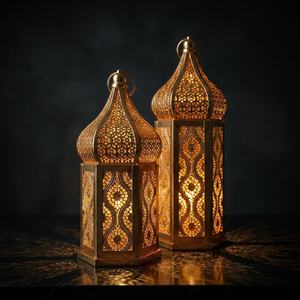 Lámpara Decorativa de Jardín Boho, Funciona con Pilas, Decoración de Patio, Lámpara de Fiesta para Exteriores, Luz Nocturna, Portavelas Decorativo para Eid y Ramadán - Product Image 5