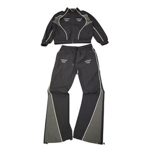 Oem Streetwear Mens Winter Lightweight Sports Zip <b>Reflective</b> Hooded 2 Piece Windbreaker Set Custom Logo Tracksuit 100% Nylon - Product Image 2