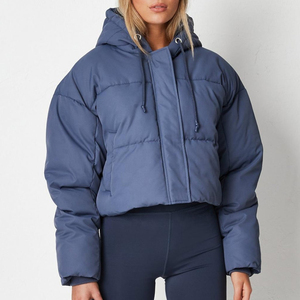 High Quality Winter Warm Wear Women's <b>Cropped</b> Casual Regular <b>Puffer</b> <b>Jacket</b> Canvas Knitted Breathable Waterproof Cotton Lining - Product Image 1
