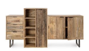 Modern <b>Rustic</b> Solid Wood Modular <b>Sideboard</b> with Drawers Shelves Cabinet Doors 5 ft Storage for Living Room Home Furniture - Product Image 5