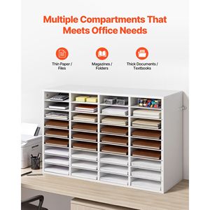 Organizzatore da Ufficio in Legno a 36 Scomparti con Vassoi Portadocumenti Rimovibili in Truciolato - Product Image 5