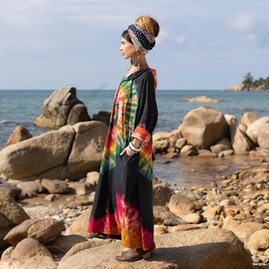 Prix usine en gros 100% rayonne cravate teinture Kimono plage couvrir ample confortable été veste Boho Style Kimono - Product Image 2