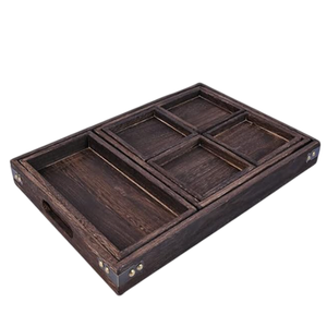 Plateau décoratif en bois de manguier Lot de 7 plateaux de service rectangulaires pour café, restaurant, hôtel, cuisine, serveur ou usage domestique polyvalent - Product Image 3