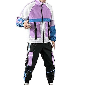 Survêtement Homme Color Block avec Fermeture Éclair Intégrale, Col Montant, Style Streetwear, 100% Polyester Respirant, Idéal Printemps - Product Image 3