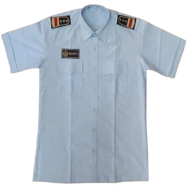 Grosir Logo Kustom Kualitas Tinggi Seragam Penjaga Keamanan untuk Pakaian Kerja Lengan Pendek untuk Pria