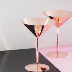 Rose Gold Stainless Steel Martini Glass Metal Cocktail Coupes Copper Plated Wine Goblet Champagne Flute Barware Party <b>Drinkware</b> - Product Image 1