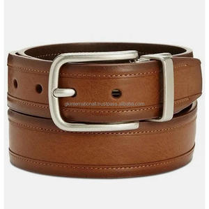Ceinture décontractée en cuir véritable artisanale élégante pour hommes tailles personnalisées ensemble de boucle réversible automatique nickelée - Product Image 4