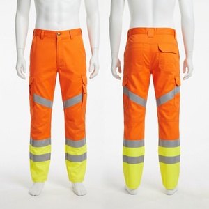 Sales Blackhardson Premium 245 GSM Cotton Polyester Waterproof Acid Wash Midweight Work Pants <b>Orange</b> <b>Hi</b> <b>Vis</b> Reflective Cargo - Product Image 1