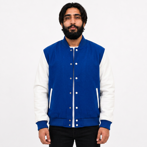 Chaqueta Varsity Personalizada al por Mayor para Marcas de Moda Estadounidenses con Parches y Apliques - Product Image 1
