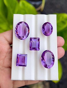 Pierres précieuses naturelles en améthyste ovale taille émeraude, pierres violettes en vrac pour la fabrication de bijoux, bagues, pendentifs, haute qualité - Product Image 5