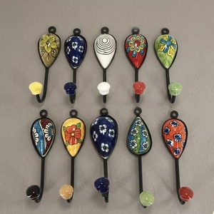 Handmade Ceramic Wall <b>Hooks</b> Set of 10 Vintage Eco-Friendly Self-adhesive Multi Color <b>Coat</b> Hangers <b>Decorative</b> <b>Hooks</b> for Home Use - Product Image 3
