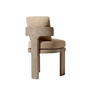 Contemporary Outdoor Dining Chair Solid Teak Premium Curved Armrest Comfortable Upholstered Seat Furniture Garden Patio - Product Image 4