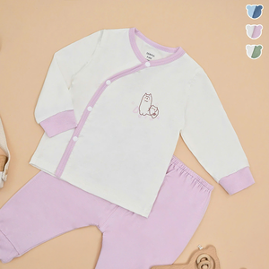 Conjunto de Bebé Unisex ALB06, Lindo, de Manga Larga, Tejido de Bambú, Cuello Redondo, un Botón, Alta Ventilación, Estampado de Dibujos Animados, para las 4 Estaciones - Product Image 5