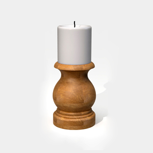 เชิงเทียนไม้ทรงกลม ฐานลายร่อง งานแฮนด์เมด ดีไซน์ทันสมัย ตกแต่งบ้าน - Product Image 6