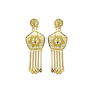 Venta al por mayor: Conjunto de filigrana turca de oro de 14K, 18K, 24K, collares de malla estilo Dubái con pendientes colgantes de borlas para uso nupcial y festivo - Product Image 4