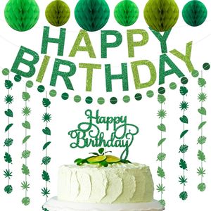 Striscione Verde 'Buon Compleanno' Pre-Decorato, Set per Decorazioni di Feste di Compleanno - Product Image 1