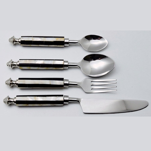 Elegant <b>Flatware</b> <b>Set</b> With Mother Of Pearl Handles High Mirror Polish Dishwasher Safe Wedding Cutlery - Product Image 2
