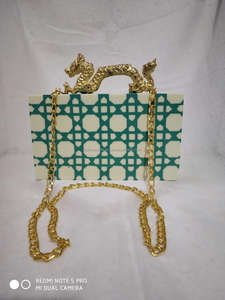 white beaded <b>resin</b> clutch handmade luxury <b>resin</b> crafts from India for sale in bulk wholesale - Product Image 2