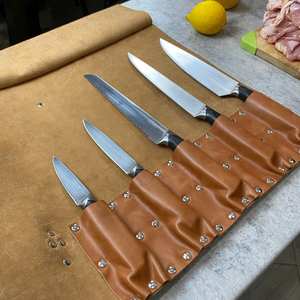 Organisateur de couteaux de chef en cuir véritable style vintage, protection anti-odeur, robuste et durable, étui de rangement de cuisine LSKR-0018 - Product Image 1