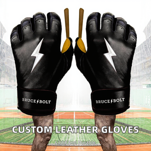 Gants de frappe en cuir noir avec motif éclair blanc, fermeture auto-agrippante rembourrée pour adultes, usage entraînement - Product Image 2