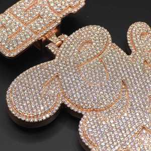 Factory Customized VVS Moissanite Silver Cuban <b>Chain</b> Pendant 3D Custom <b>Name</b> Hiphop Style Men's Iced Jewelry - Product Image 2